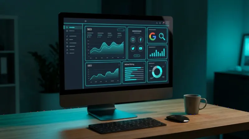 Digital marketing dashboard with SEO and campaign reports